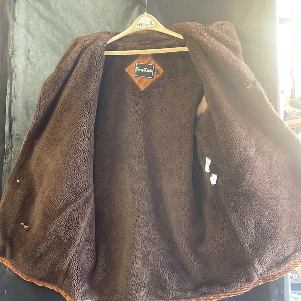 Corduroy Puffer Coat with Faux Fur Collar - Brown - Picture 10 of 12